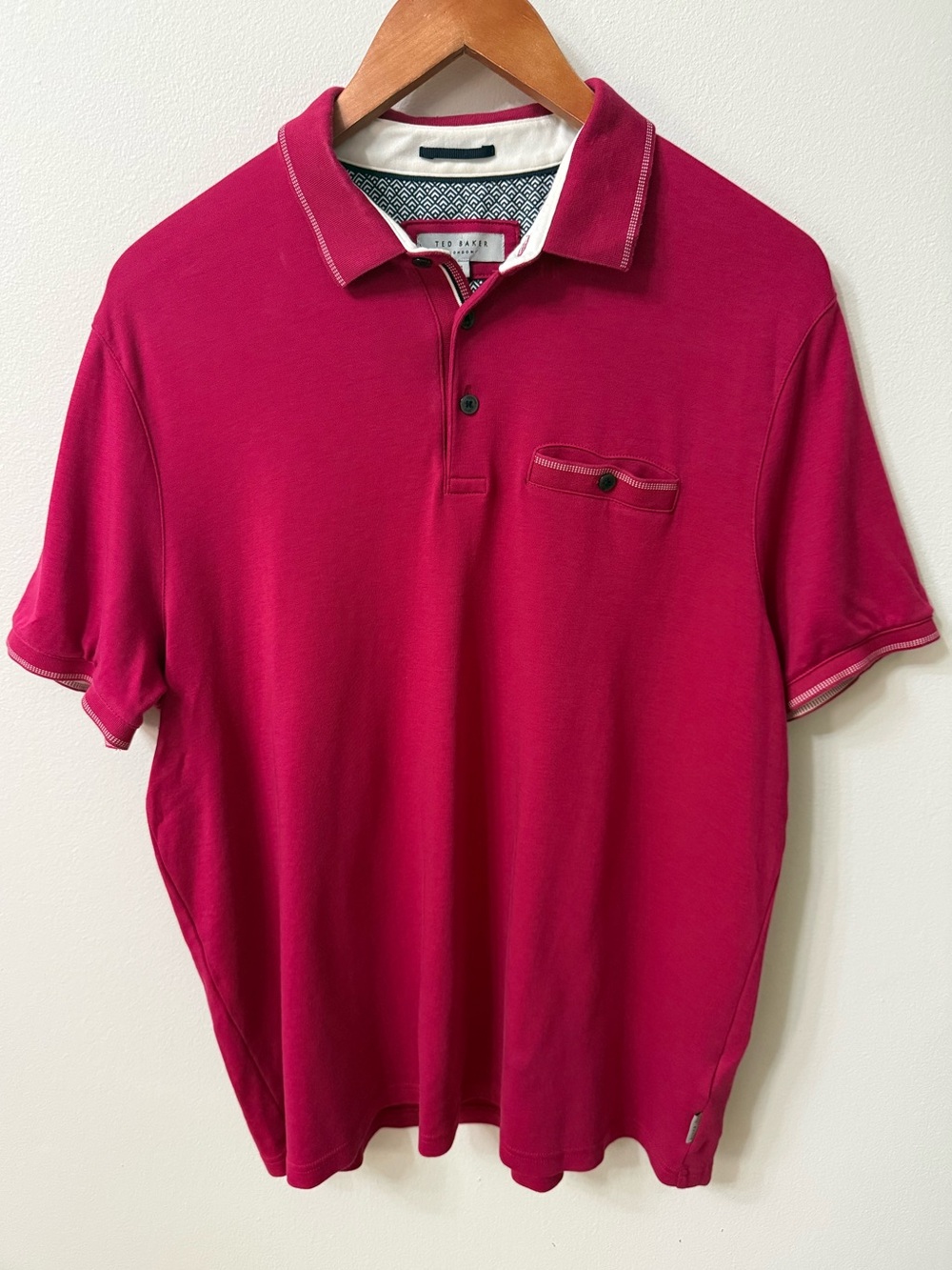 Ted Baker London Men’s Red Polo Shirt Size 5 Large Cotton Pocket Short